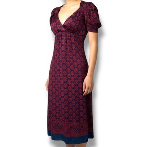 Vintage 90’s Betsey Johnson Silk Floral Art Deco Maxi Dress sz 2